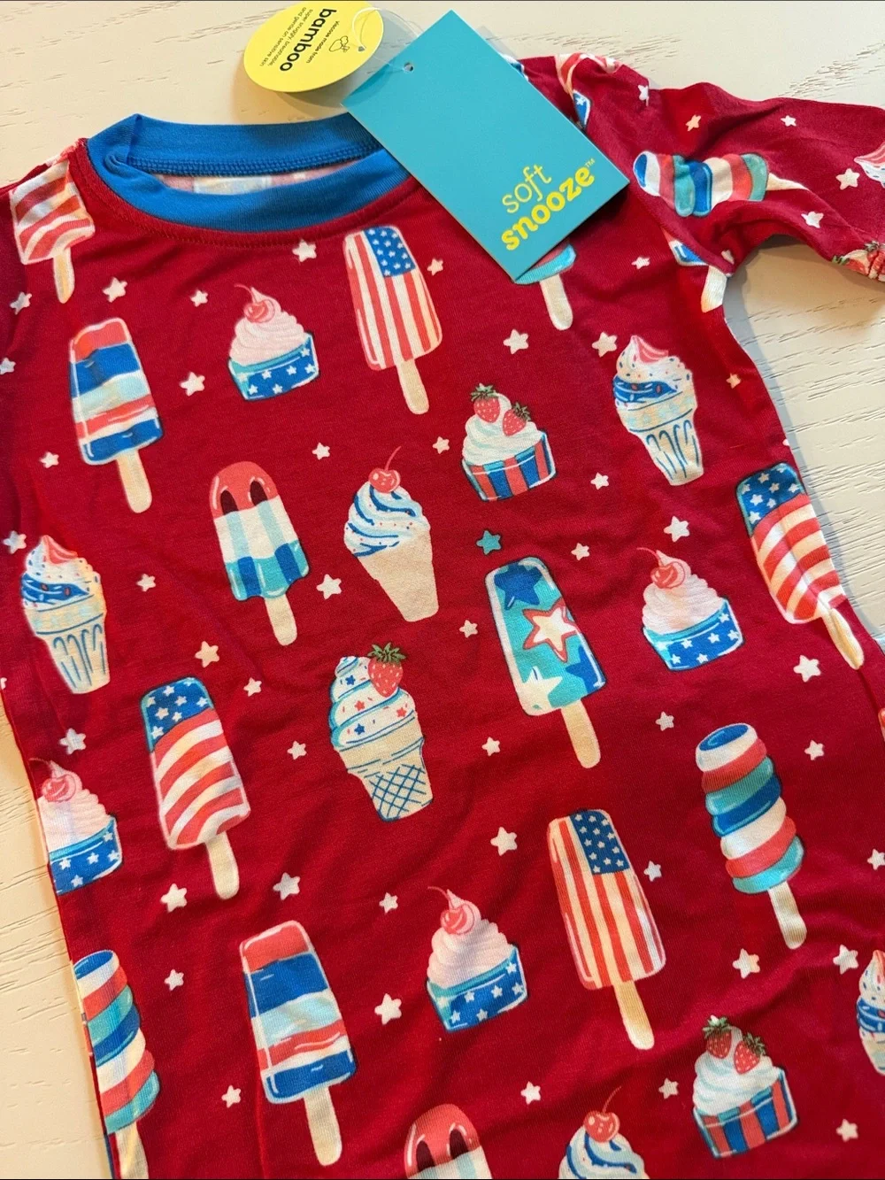 Rufflebutts Softsnooze Kids Red Ice Cream & Popsicle Bamboo Pajama Set 3T
